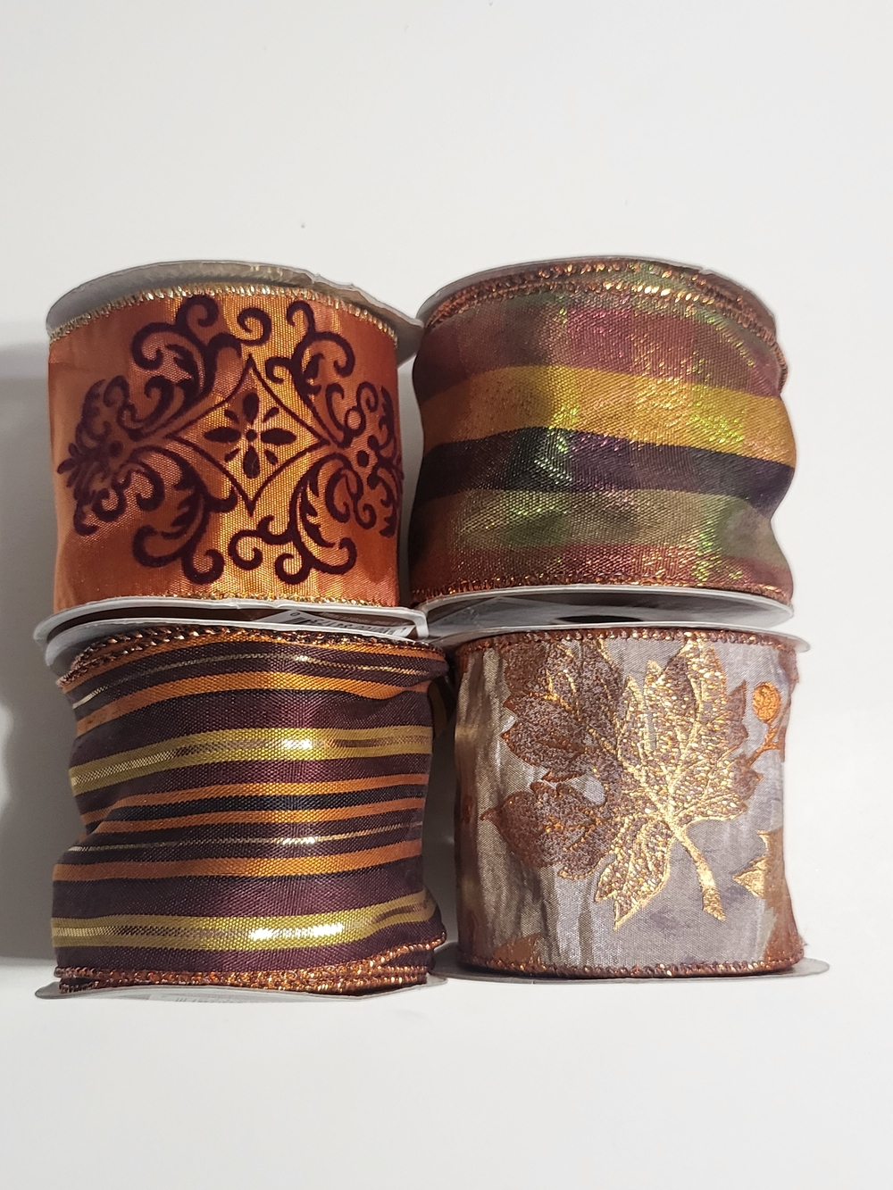 Celebrate It Metallic Autumn Wire Ribbon Assortment in Copper, Gold and Brown